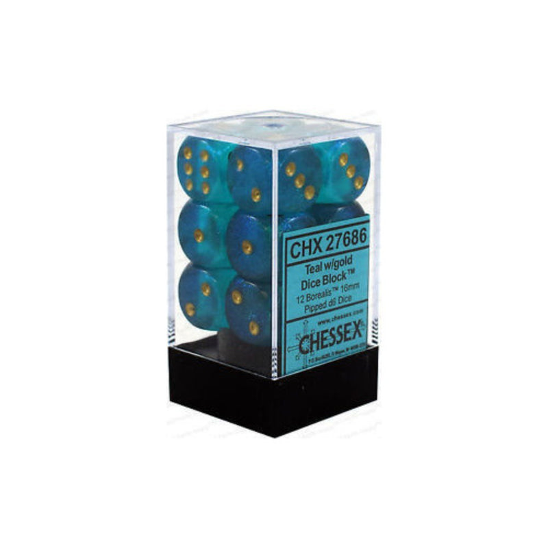 CHX 27686 Borealis #2 16mm d6 Teal/Gold Block (12)-1
