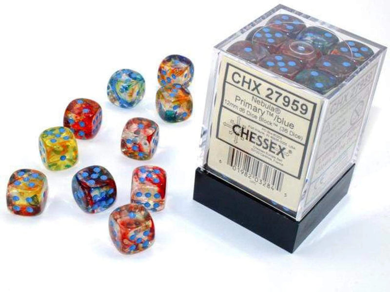 CHX 27959 NebulaÂ® 12mm d6 Primary/blue Luminary Dice Block (36 dice)-1