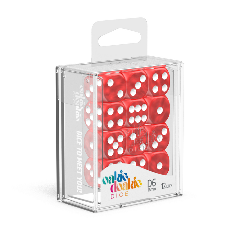 Oakie Doakie Dice D6 16 mm Marble - Red (12)-1