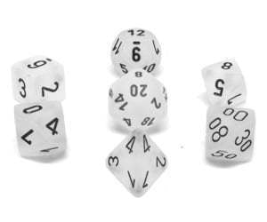 Chessex Dice Sets: Clear/Black Frosted Polyhedral 7-Die Set-1