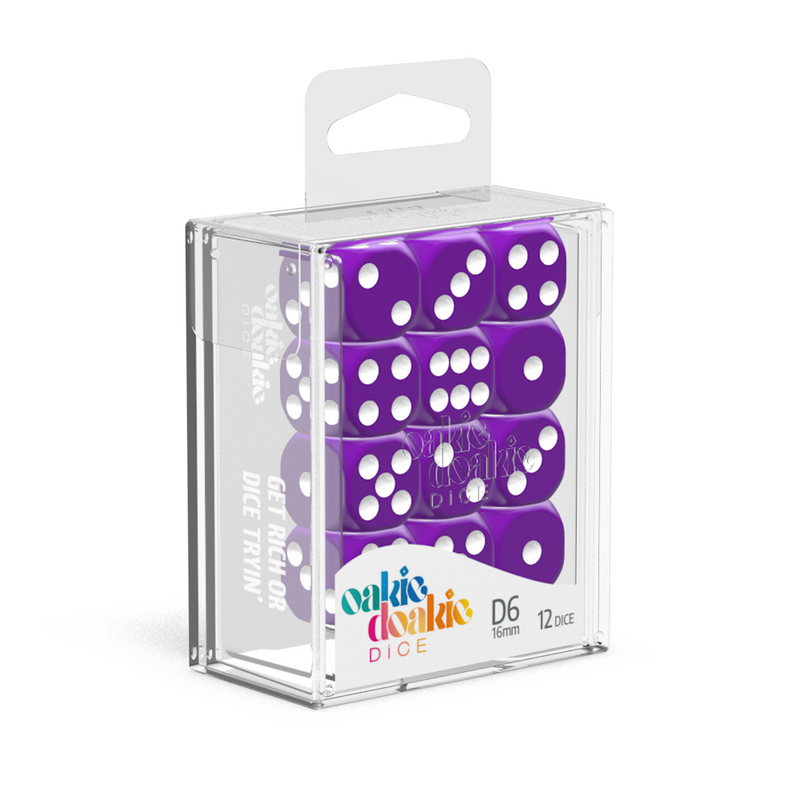 Oakie Doakie Dice D6 16 mm Solid - Purple (12)-1