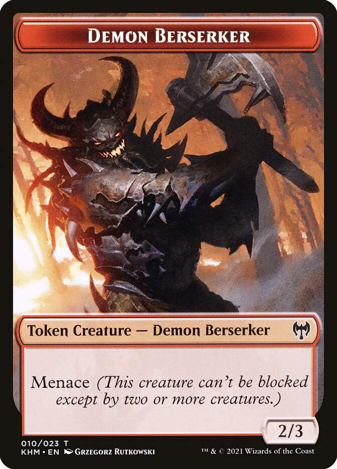 Elf Warrior // Demon Berserker Double-Sided Token [Kaldheim Tokens]-2
