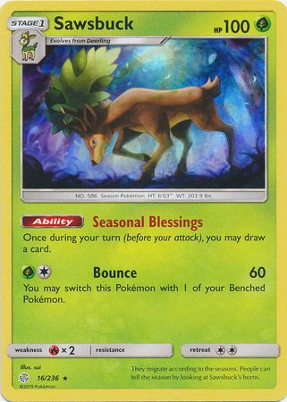 Sawsbuck (16/236) (Build & Battle Box Exclusive) [Sun & Moon: Cosmic Eclipse]-1