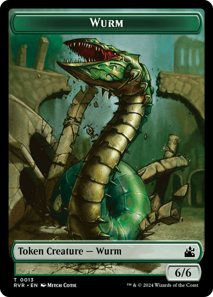 Elf Knight // Wurm Double-Sided Token [Ravnica Remastered Tokens]-2