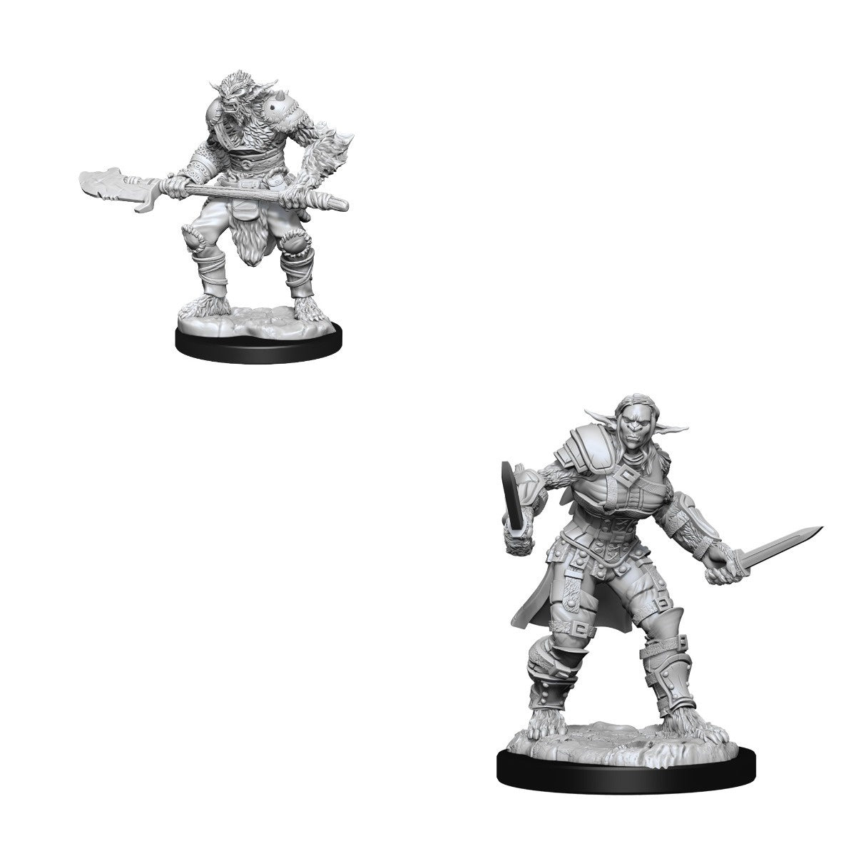 D&D Nolzurs Marvelous Unpainted Miniatures Bugbear Barbarian Male & Bugbear Rogue Female-1
