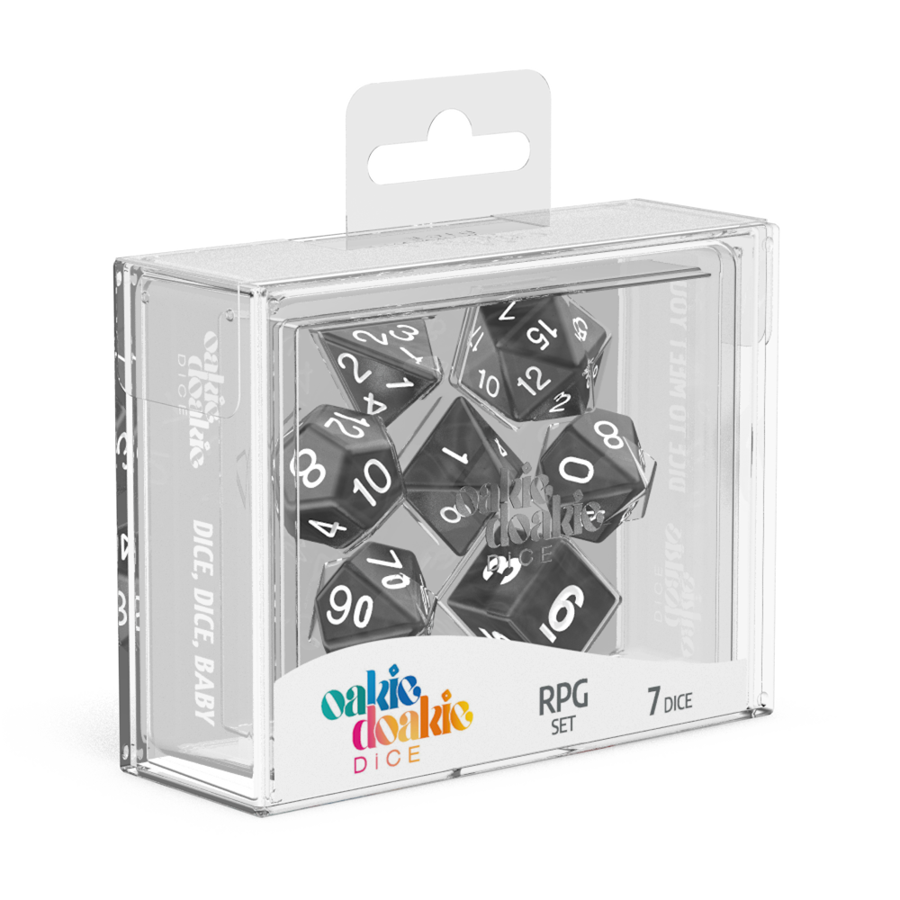 Oakie Doakie Dice RPG Set Marble - Black (7)-1