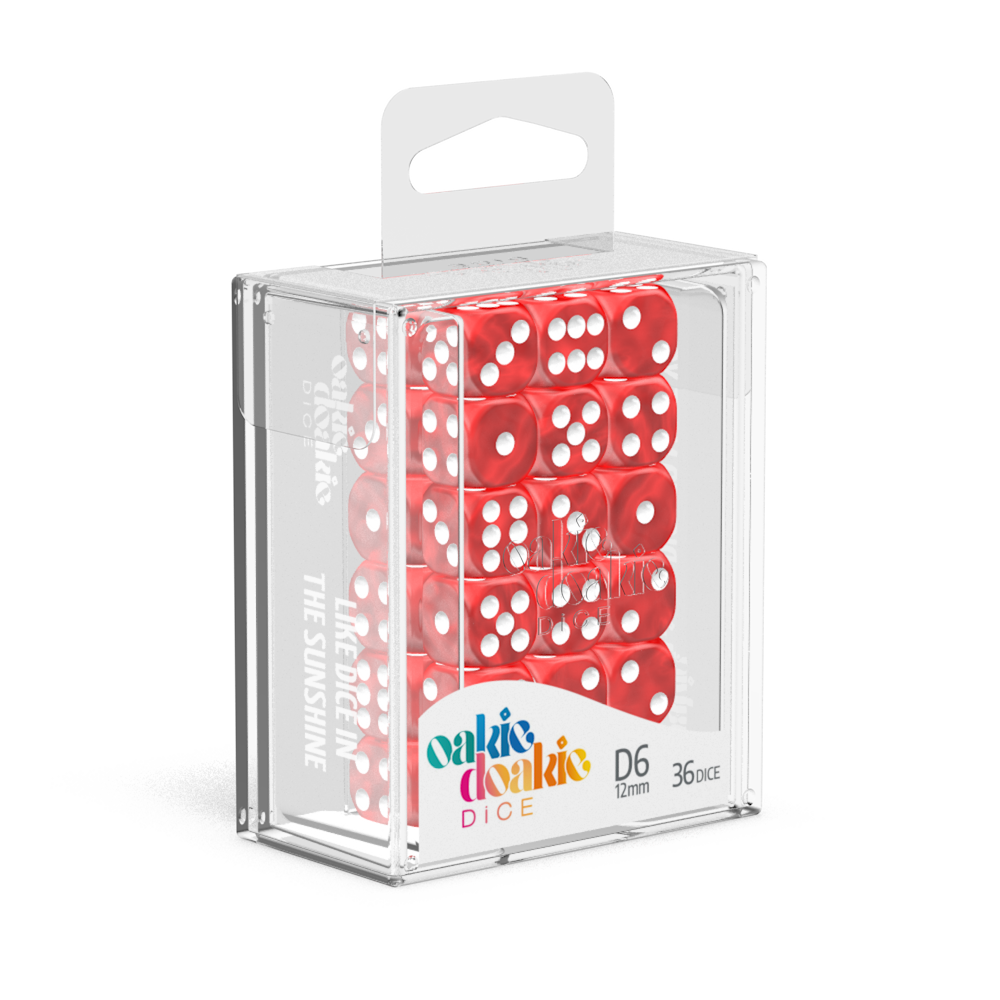Oakie Doakie Dice D6 12 mm Marble - Red (36)-1