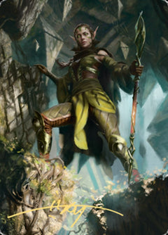 Nissa of Shadowed Boughs 1 Art Card (Gold-Stamped Signature) [Zendikar Rising Art Series]-1