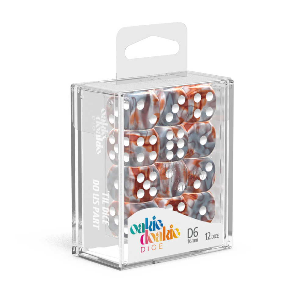 Oakie Doakie Dice D6 16 mm GemiDice - Silver-Rust (12)-1