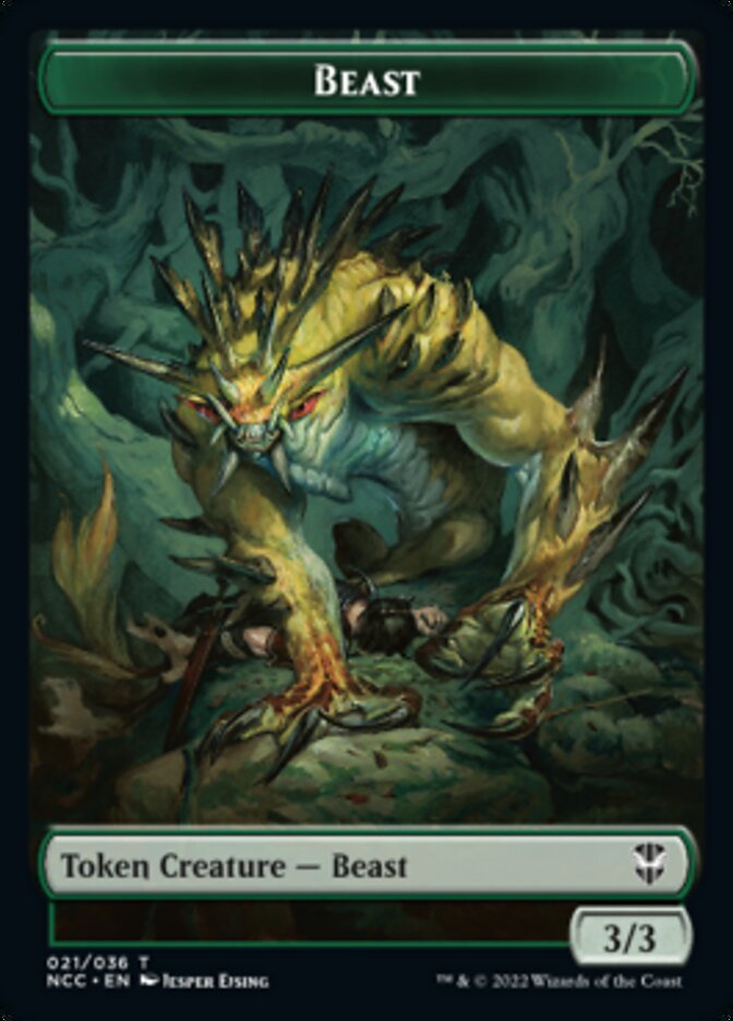 Beast // Saproling Double-Sided Token [Streets of New Capenna Commander Tokens]-1