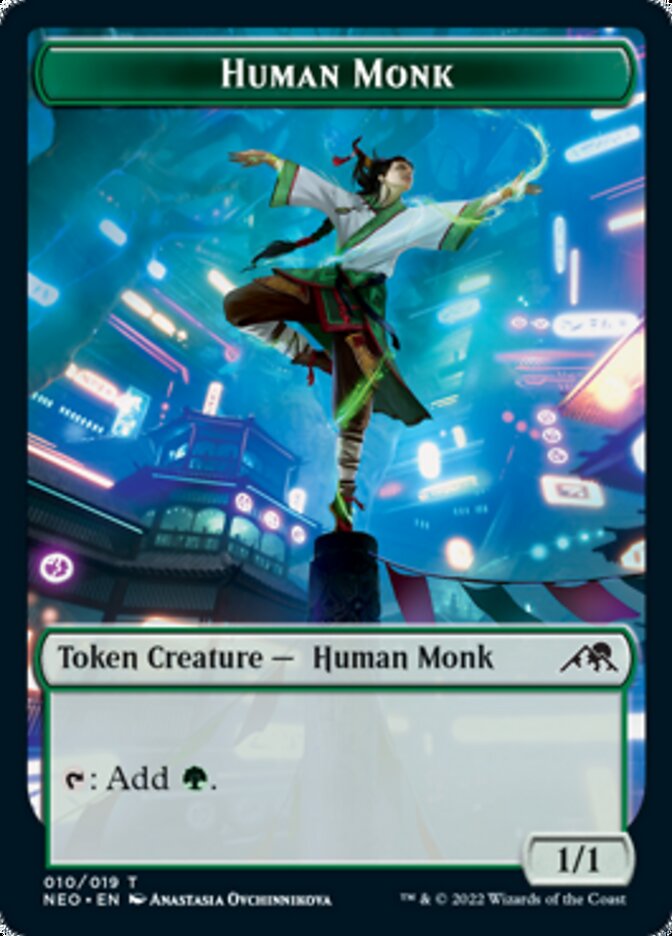 Samurai // Human Monk Double-Sided Token [Kamigawa: Neon Dynasty Tokens]-2