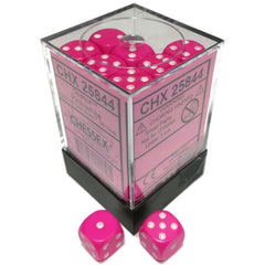 CHX 25844 Opaque 12mm d6 Pink/White Dice Block (36)-1