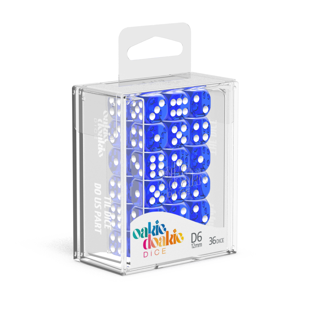 Oakie Doakie Dice D6 12 mm Translucent - Blue (36)-1