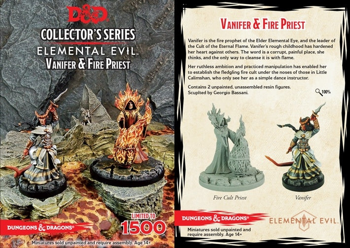 D&D Collectors Series Miniatures Elemental Evil Vanifer & Fire Priest (2 Figs)-1