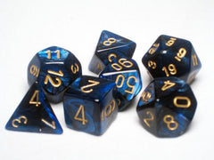 Chessex Dice Sets:27427 Scarab Polyhedral Royal Blue/gold 7-Die Set-1