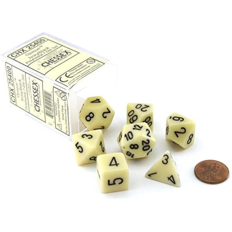 CHX 25400 Opaque Polyhedral Ivory/black 7-Die Set-1