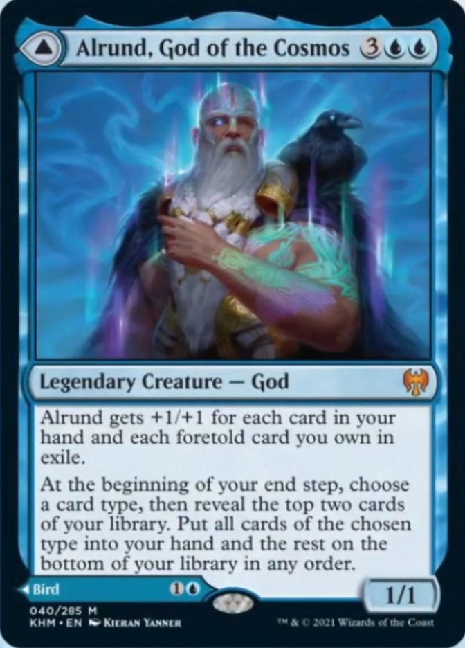 Alrund, God of the Cosmos // Hakka, Whispering Raven [Kaldheim]-1