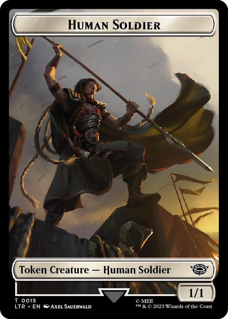 Human Soldier (0015) // Food (0024) Double-Sided Token (Surge Foil) [The Lord of the Rings: Tales of Middle-Earth Tokens]-1