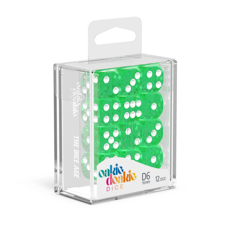 Oakie Doakie Dice D6 16 mm Speckled - Green (12)-1