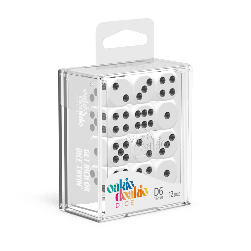 Oakie Doakie Dice D6 16 mm Solid - White (12)-1
