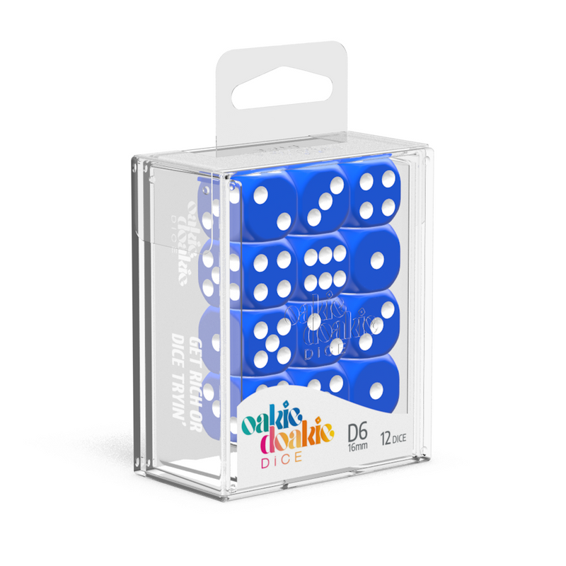 Oakie Doakie Dice D6 16 mm Solid - Blue (12)-1