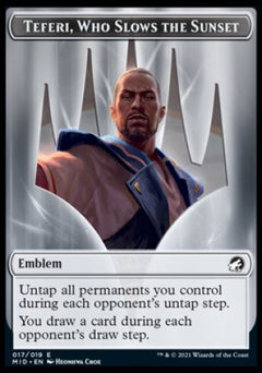 Teferi, Who Slows the Sunset Emblem [Innistrad: Midnight Hunt Tokens]-1