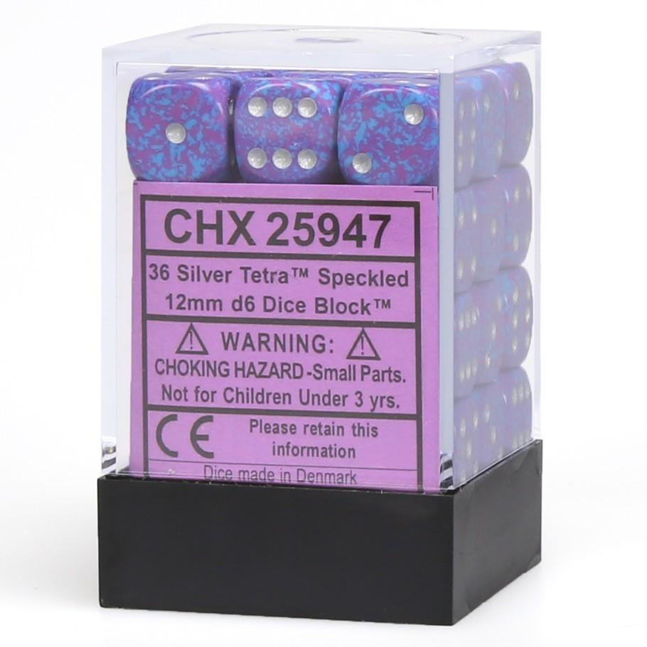 CHX 25947 Speckled 12mm d6 Silver Tetra Block (36)-1