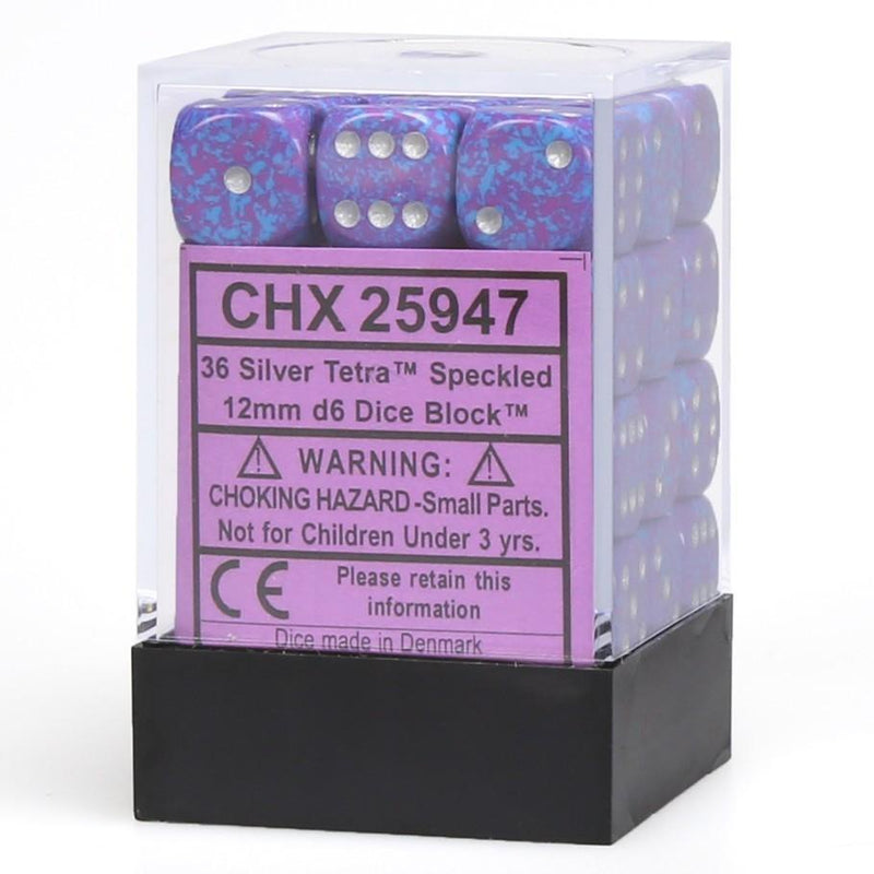 CHX 25947 Speckled 12mm d6 Silver Tetra Block (36)-1