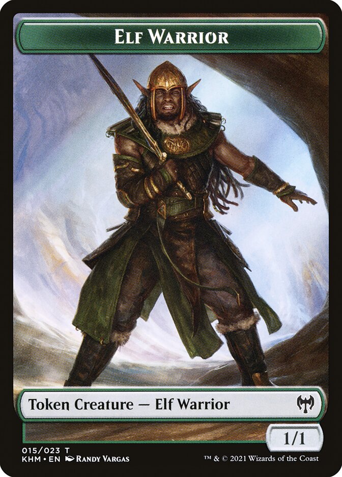 Elemental // Elf Warrior Double-Sided Token [Kaldheim Commander Tokens]-2