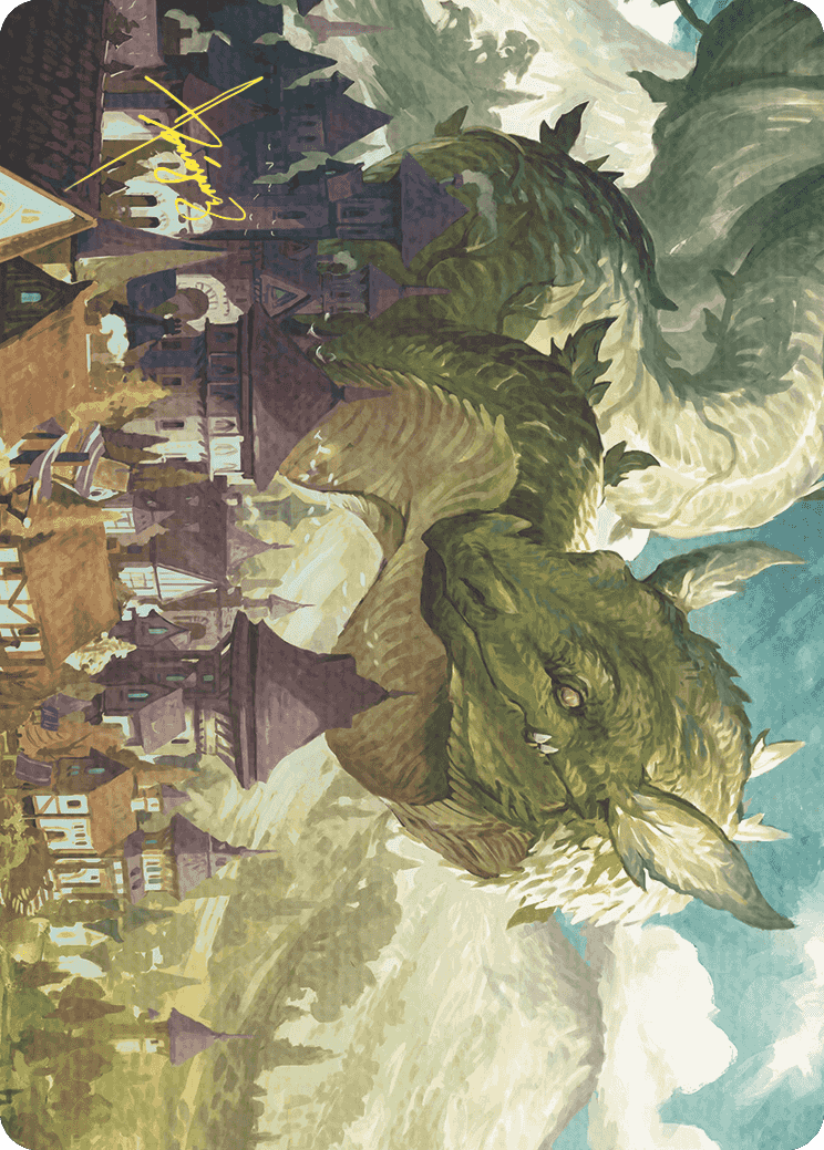 Beanstalk Wurm Art Card (Gold-Stamped Signature) [Wilds of Eldraine Art Series]-1