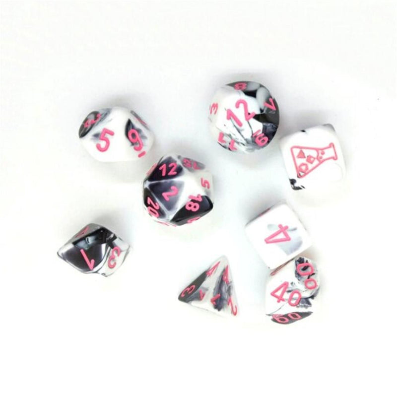 Gemini Polyhedral Black-White/pink 7-Die Set-1