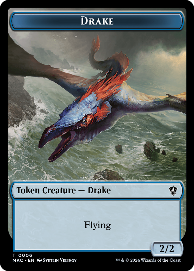 Drake // Koma's Coil Double-Sided Token [Murders at Karlov Manor Commander Tokens]-1
