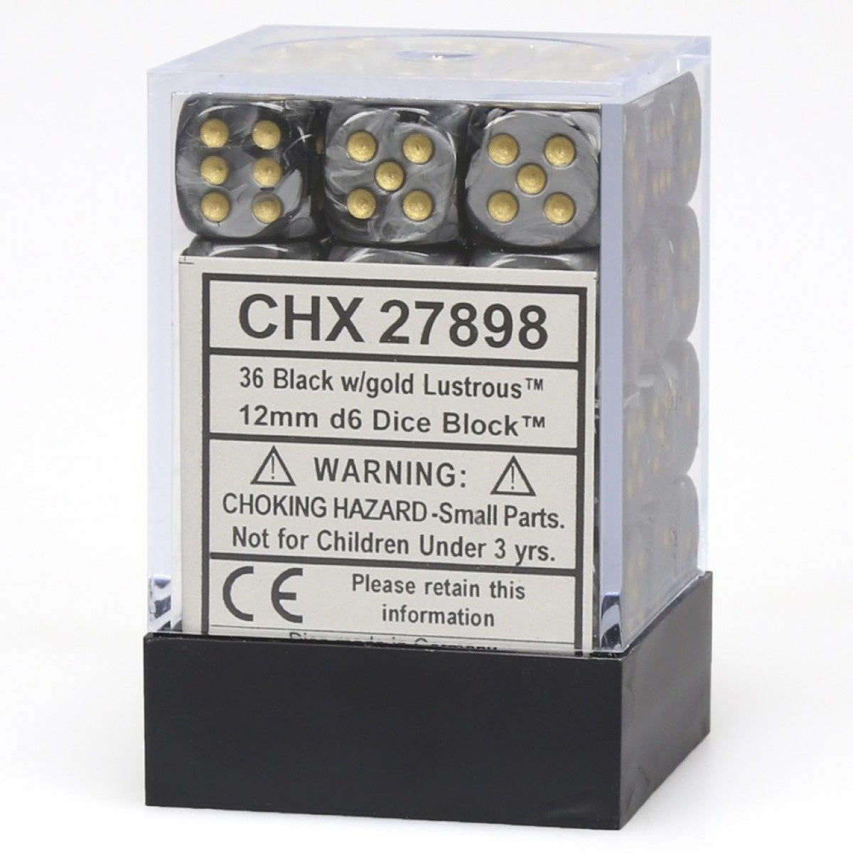 CHX 27898 Lustrous 12mm d6 Black/Gold Block (36)-1