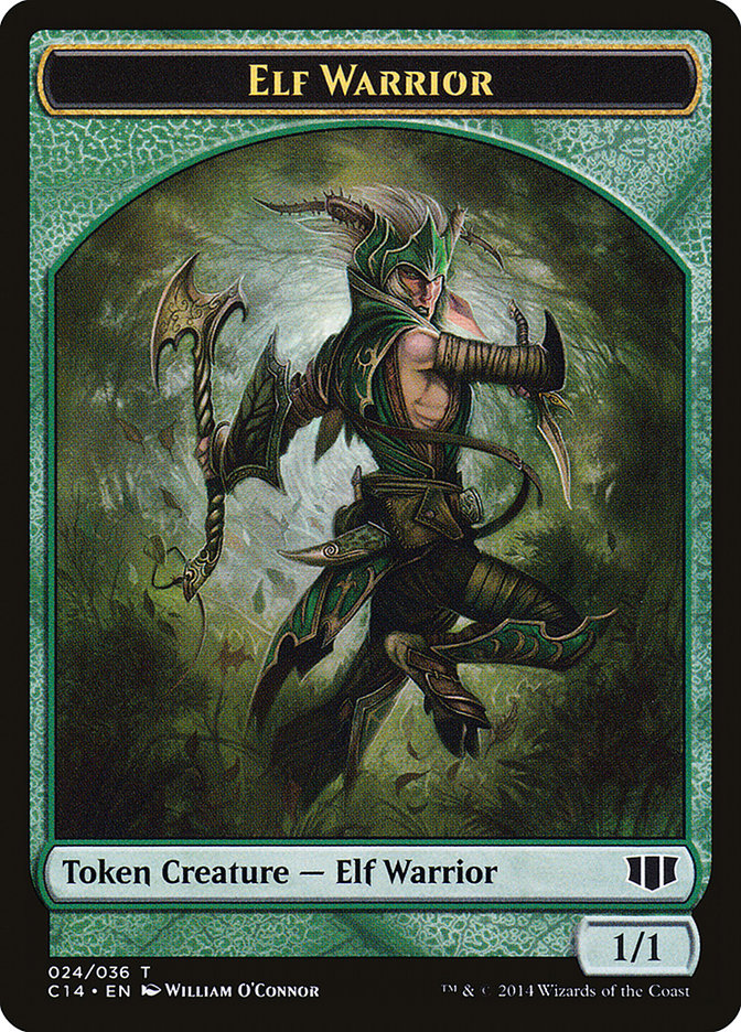Elephant // Elf Warrior Double-Sided Token [Commander 2014 Tokens]-2