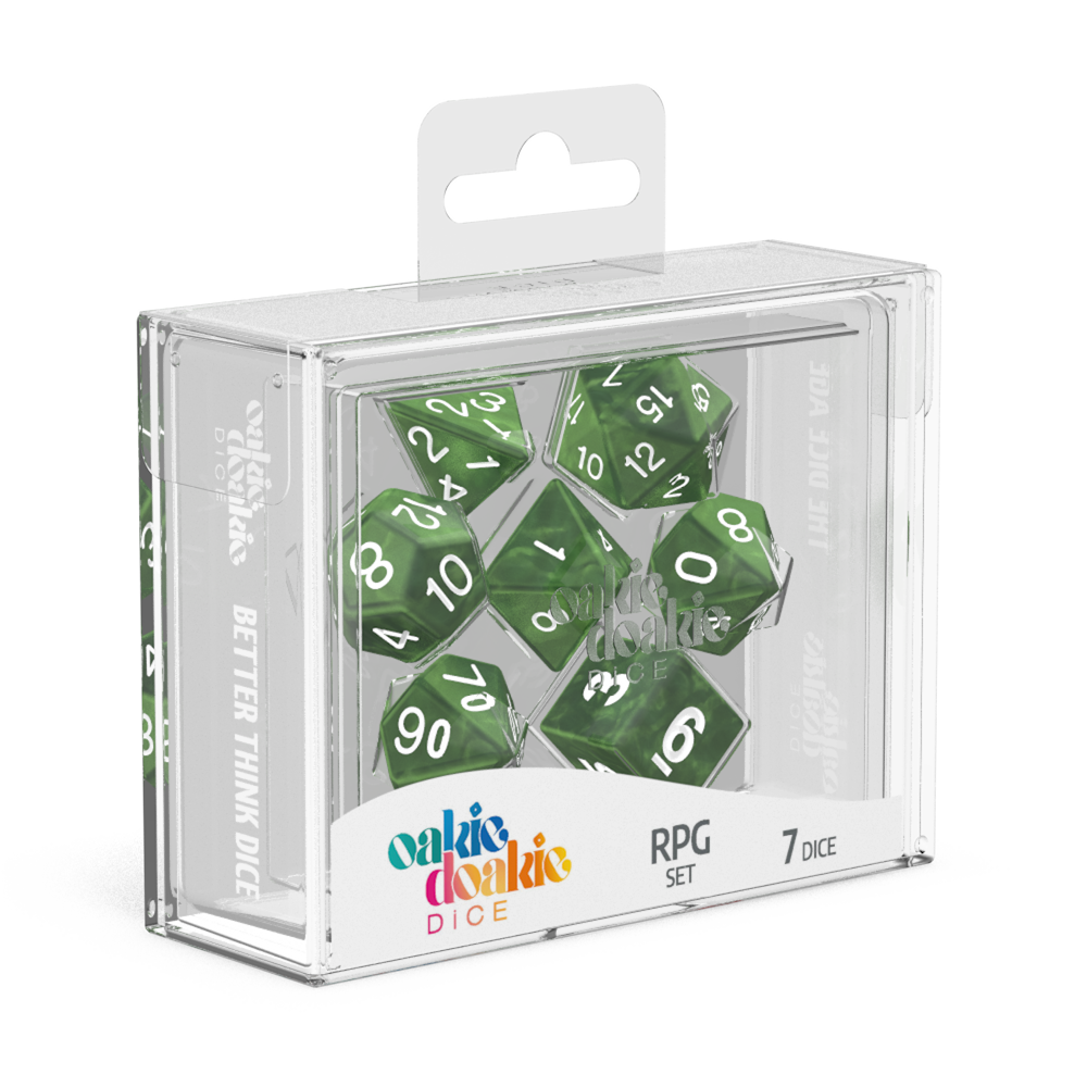 Oakie Doakie Dice RPG Set Marble - Green (7)-1