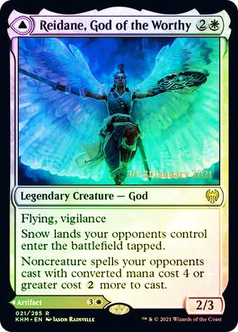 Reidane, God of the Worthy // Valkmira, Protector's Shield [Kaldheim Prerelease Promos]-1