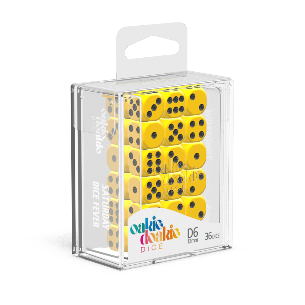 Oakie Doakie Dice D6 12 mm Solid - Yellow (36)-1