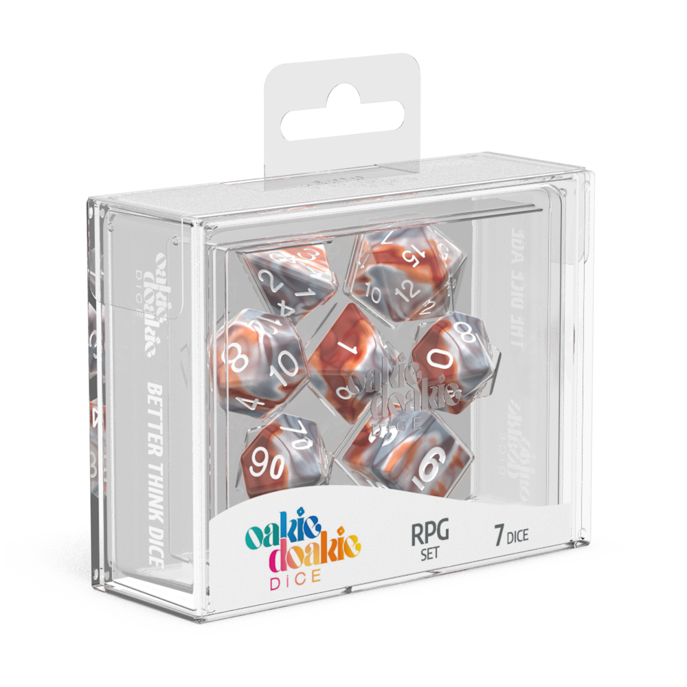 Oakie Doakie Dice RPG Set GemiDice - Silver-Rust (7)-1