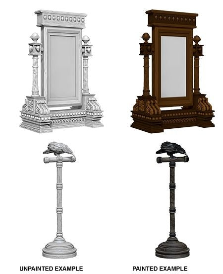WizKids Deep Cuts Unpainted Miniatures Mirror & Bird on Stand-1
