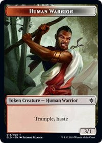 Human Warrior // Food (17) Double-Sided Token [Throne of Eldraine Tokens]-1