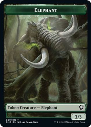 Elephant // Treasure Double-Sided Token [Dominaria United Commander Tokens]-1