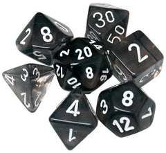 Chessex Dice Sets: Smoke/white Translucent Polyhedral 7-Die Set-1