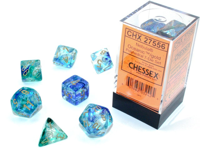 CHX 27556 Nebula Polyhedral Oceanic/Gold Luminary 7-Die Set-1