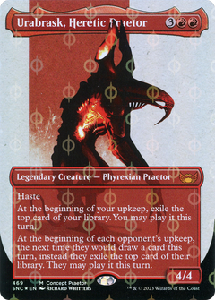 Urabrask, Heretic Praetor (Borderless Concept Praetors Step-and-Compleat Foil) [Phyrexia: All Will Be One]-1