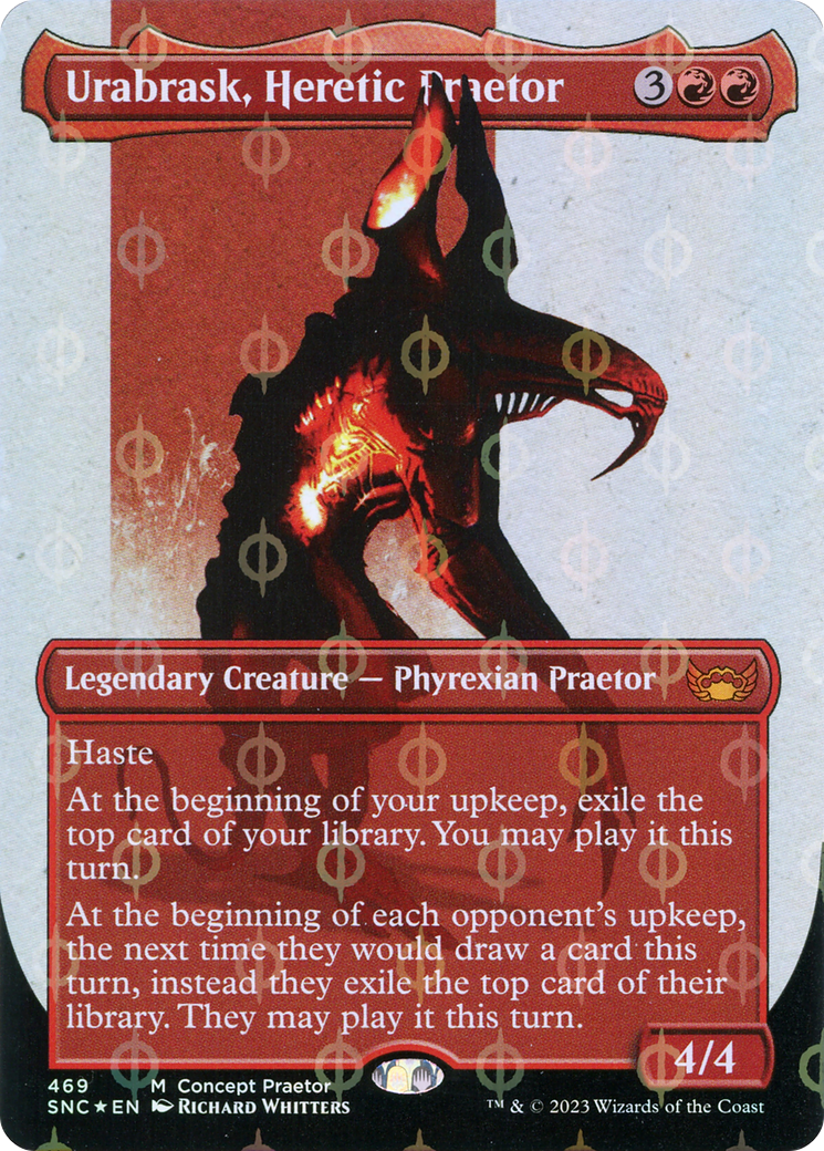 Urabrask, Heretic Praetor (Borderless Concept Praetors Step-and-Compleat Foil) [Phyrexia: All Will Be One]-1