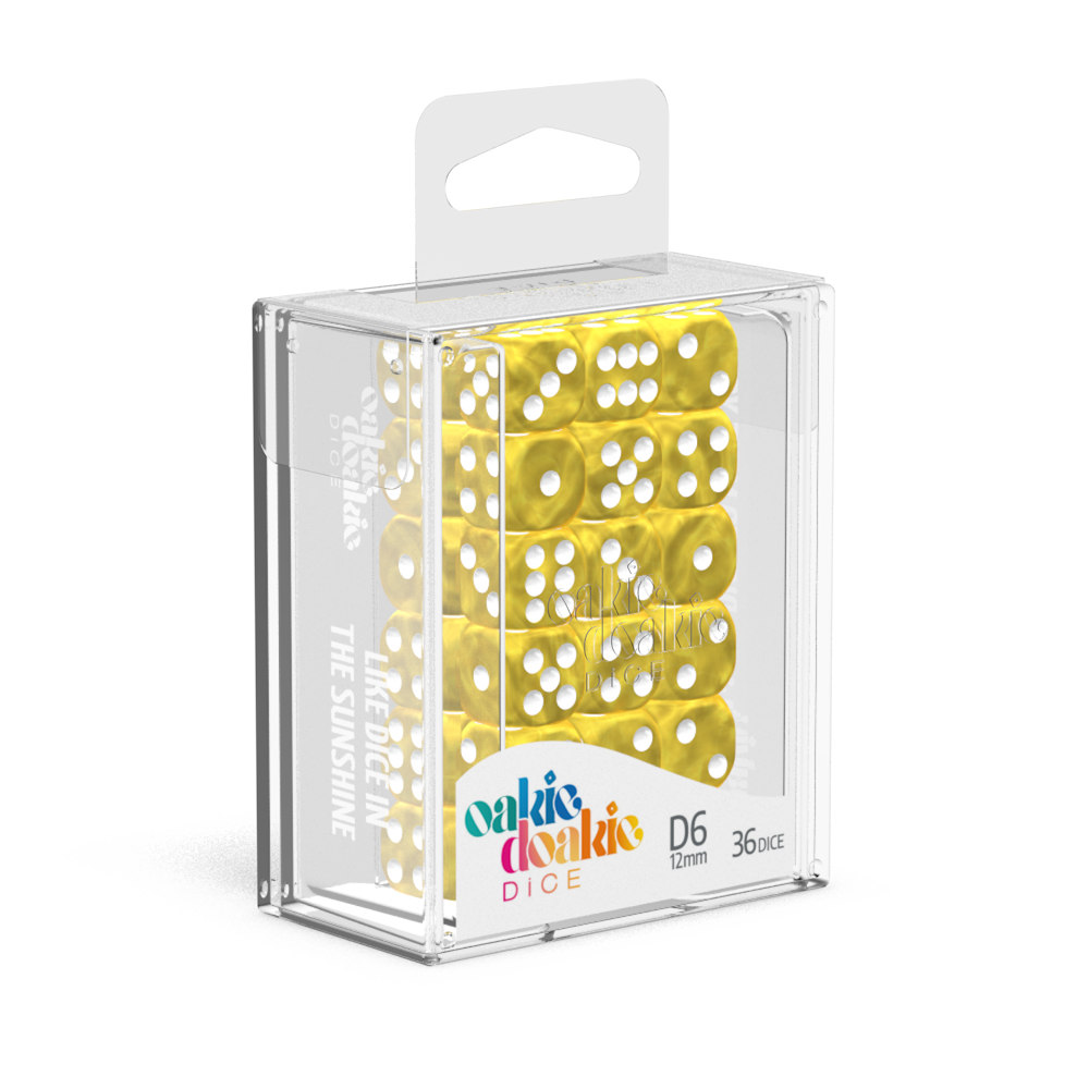 Oakie Doakie Dice D6 12 mm Marble - Yellow (36)-1