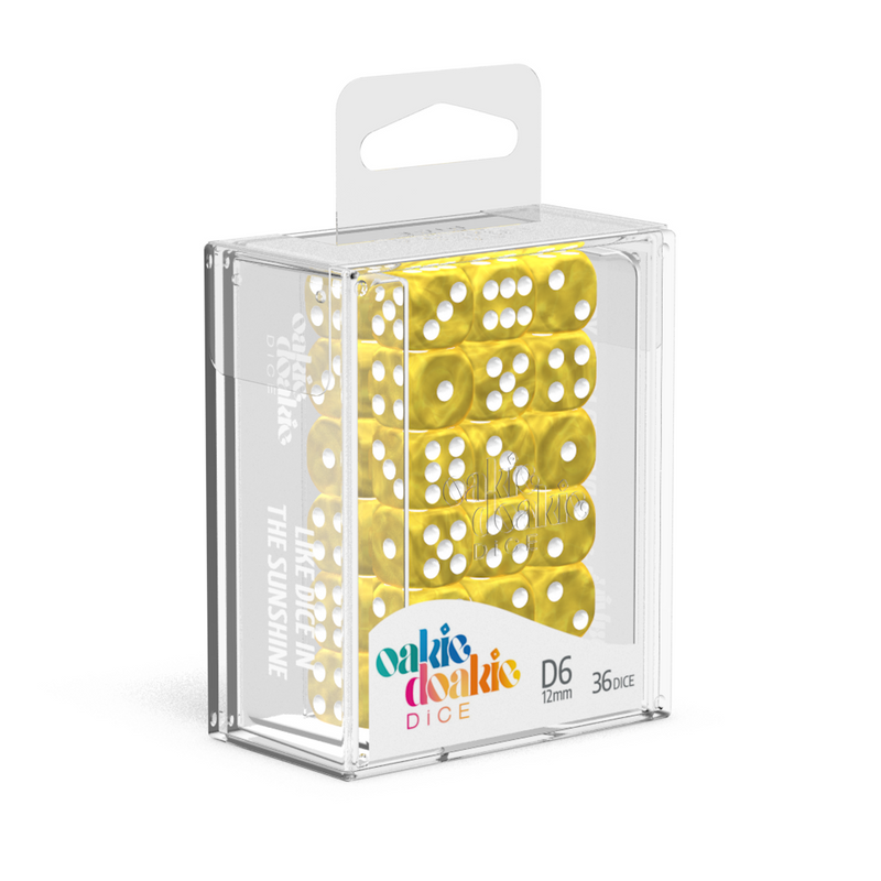 Oakie Doakie Dice D6 12 mm Marble - Yellow (36)-1