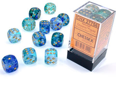 Nebula 16mm d6 Oceanic/gold Luminary Dice Block (12 dice)-1