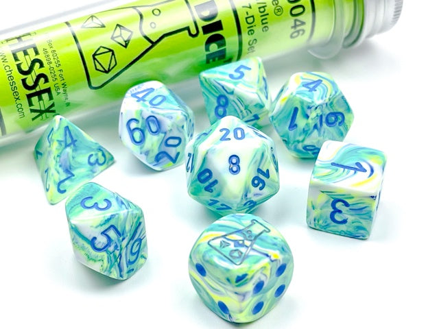 CHX30046 Festive Garden/Blue Polyhedral 7-Set Lab Dice