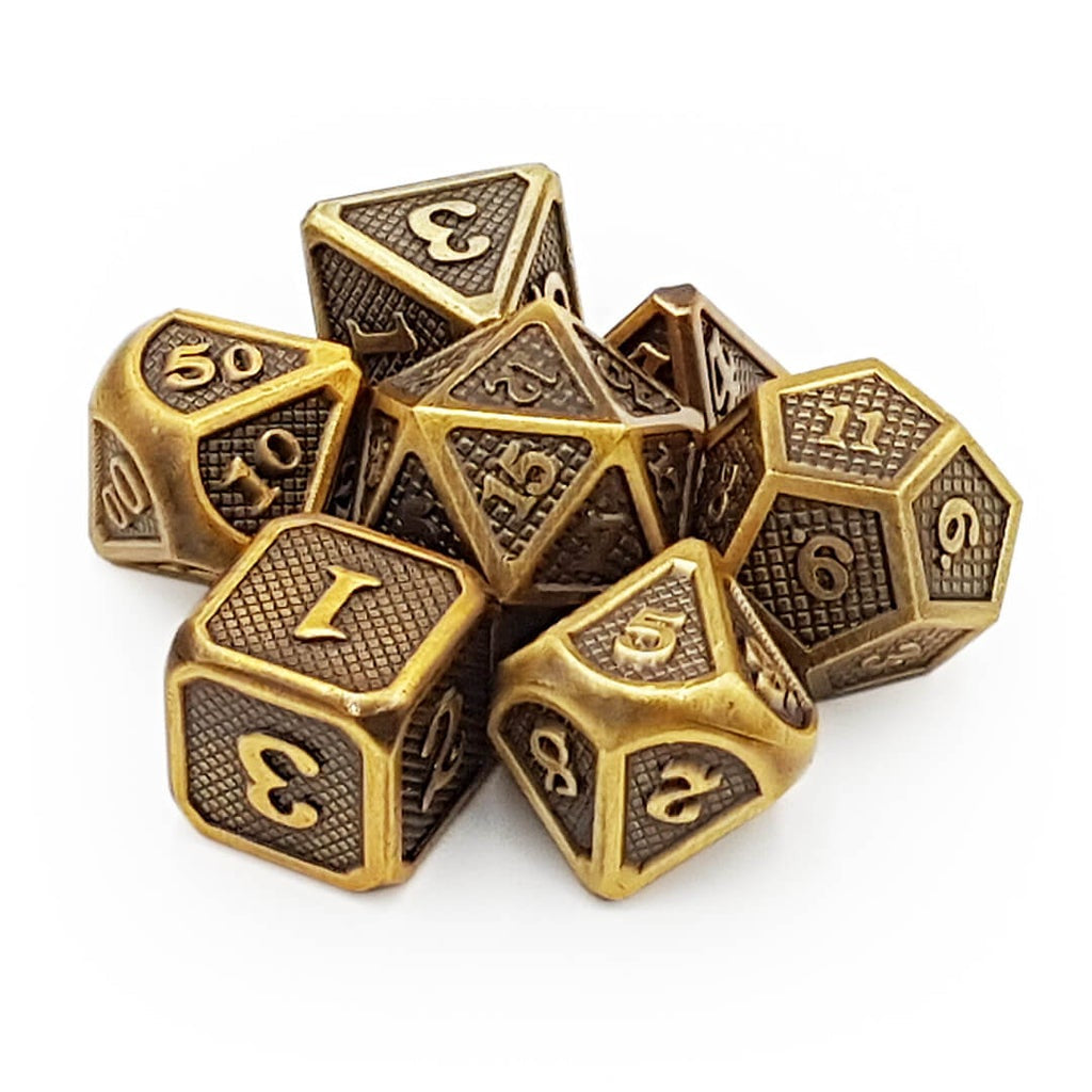 Metal Dice - Dragonscale Brass-1